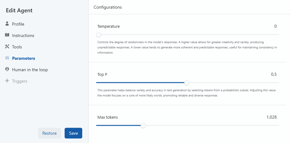 Agent Parameters Configuration