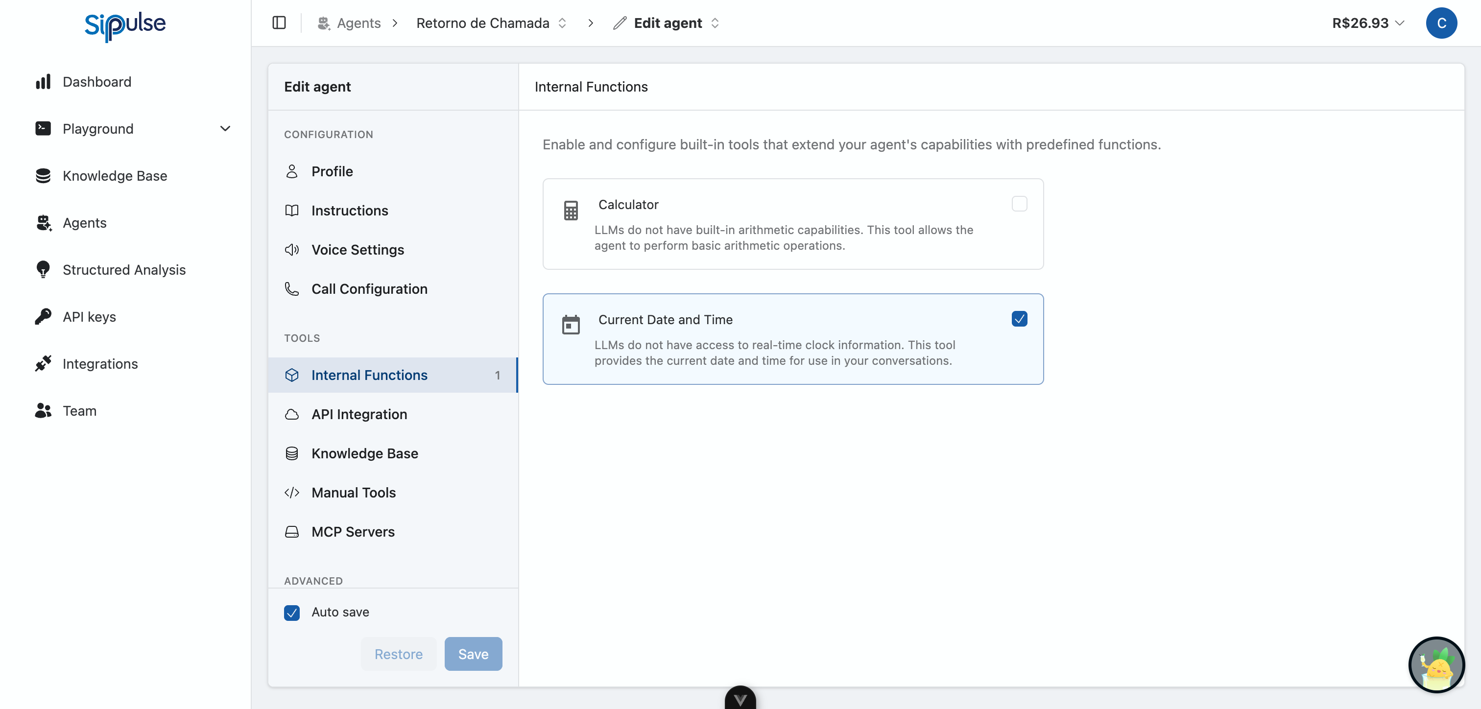 Built-in Functions configuration