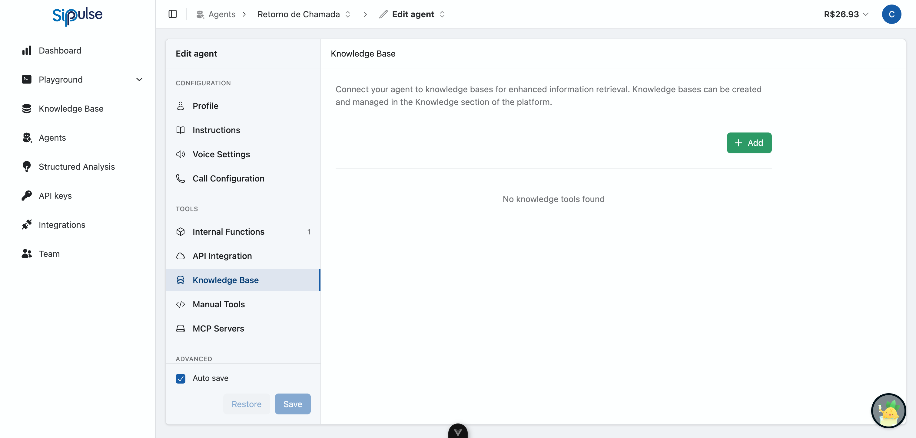Knowledge Base Tool configuration