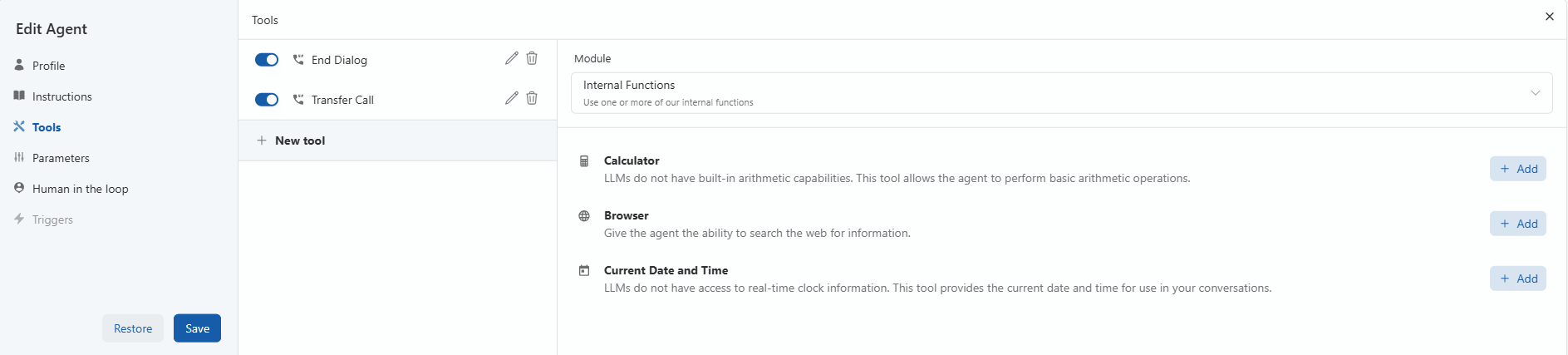 Agent Tools Configuration
