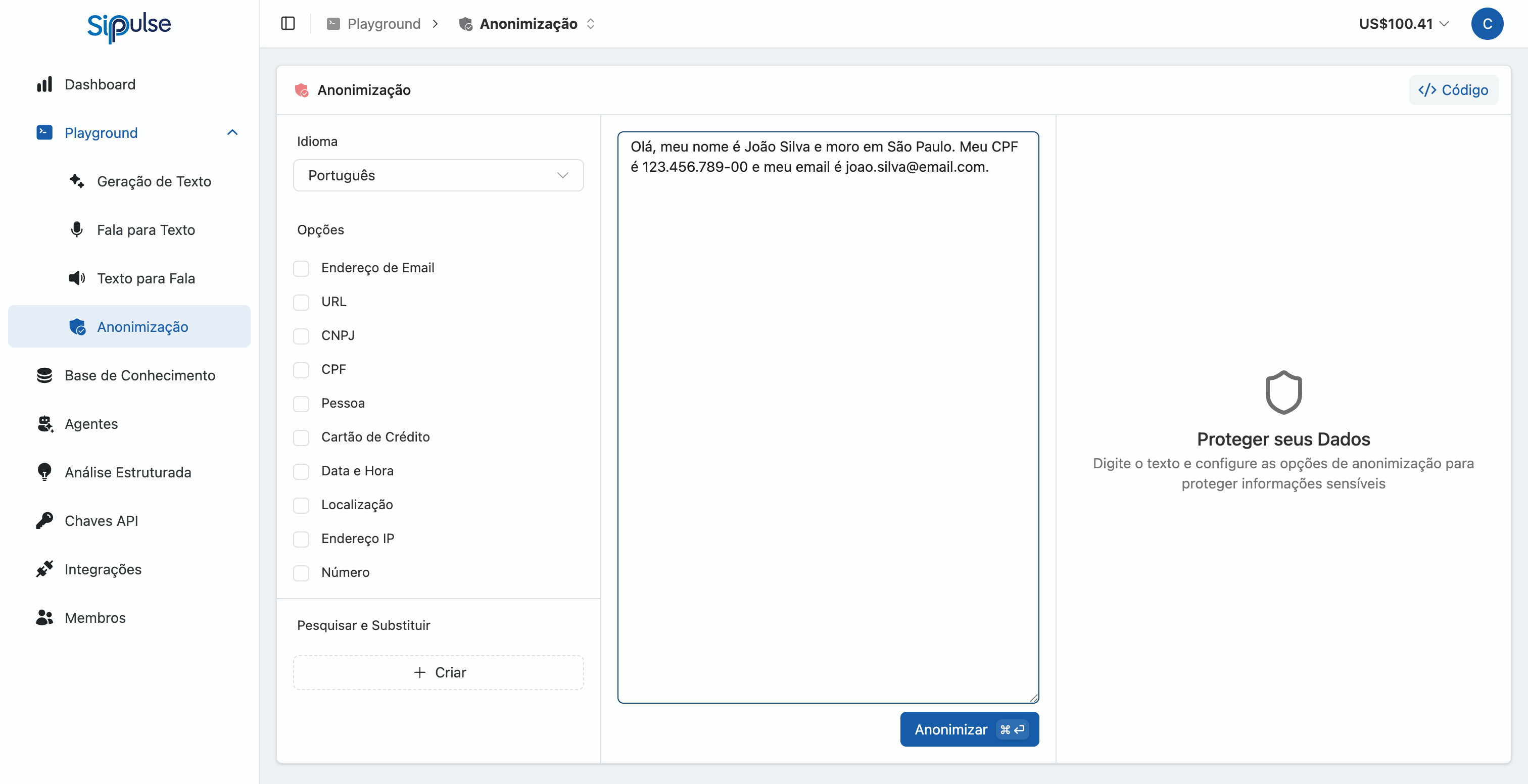Playground de Anonimização de Texto