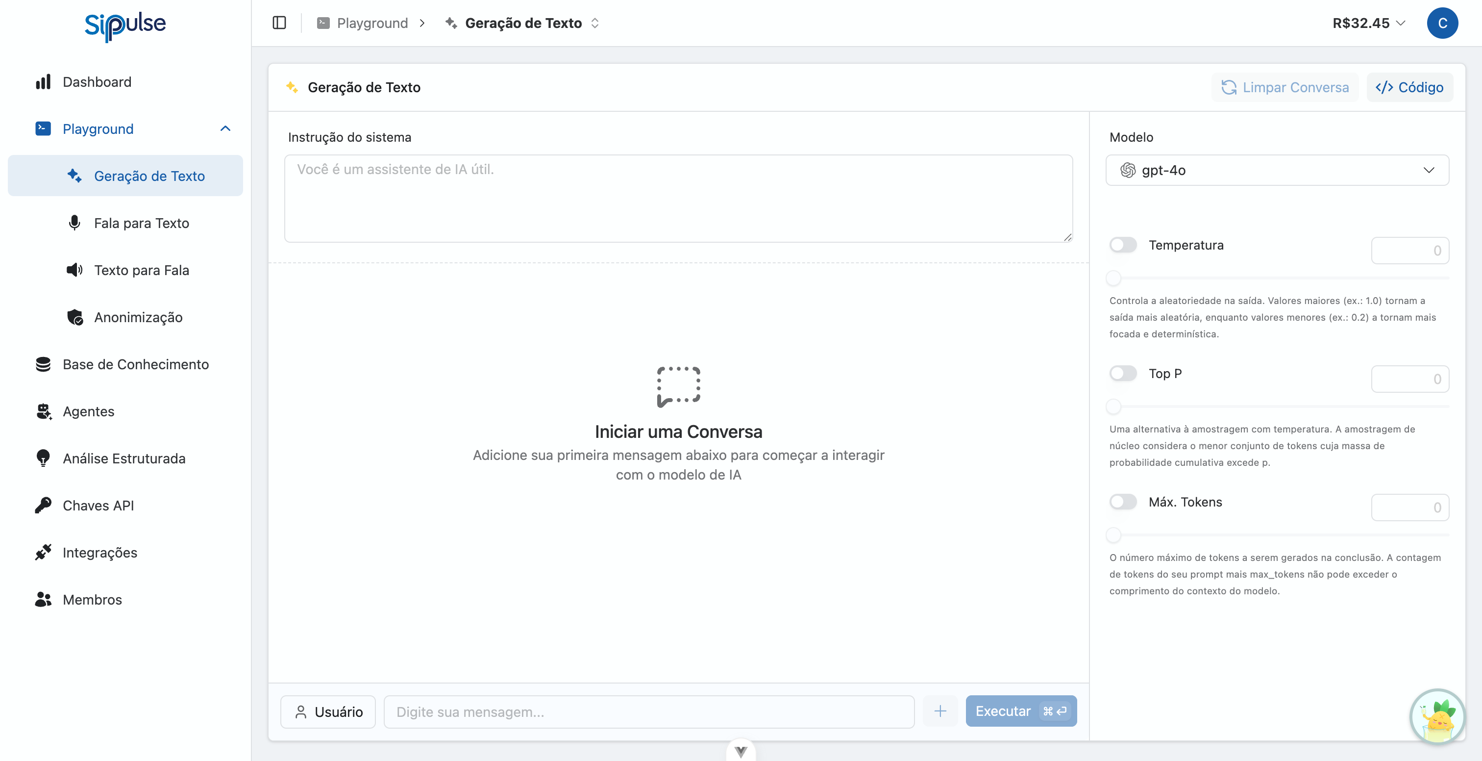 Playground de Geração de Texto