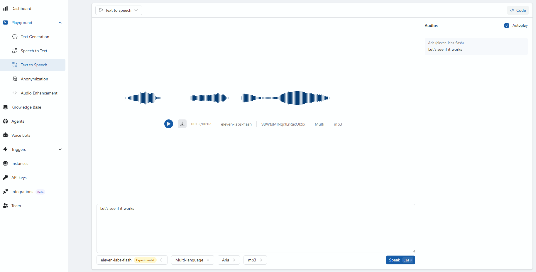 Text to Speech Interface